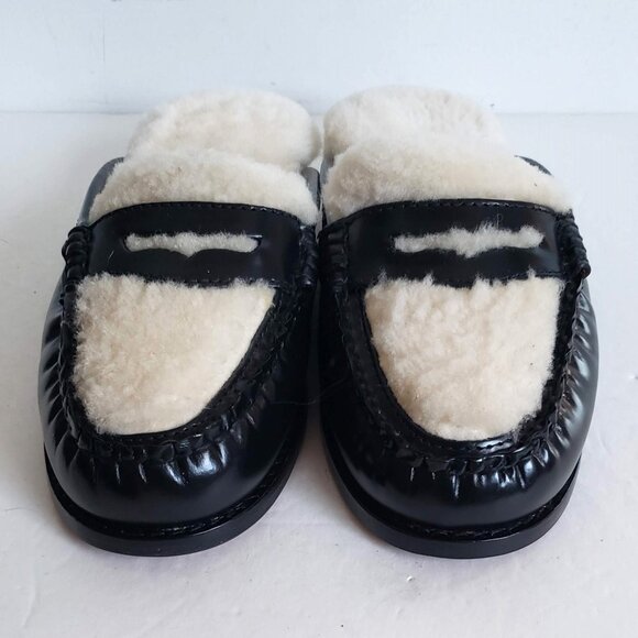 nib WEEJUNS Shearling Fur Loafer Shoes Flats Mules Clogs Bass Originals - Picture 3 of 13